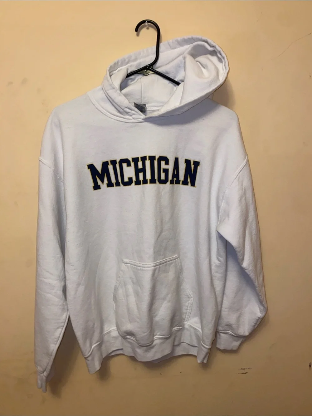 Michigan White Pullover Hoodie Sweater, M